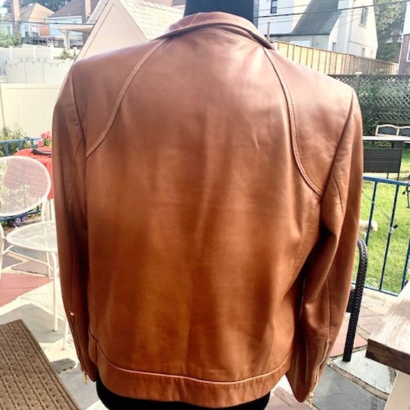 Woman Ann Klein medium brown leather jacket - Picture 4 of 6